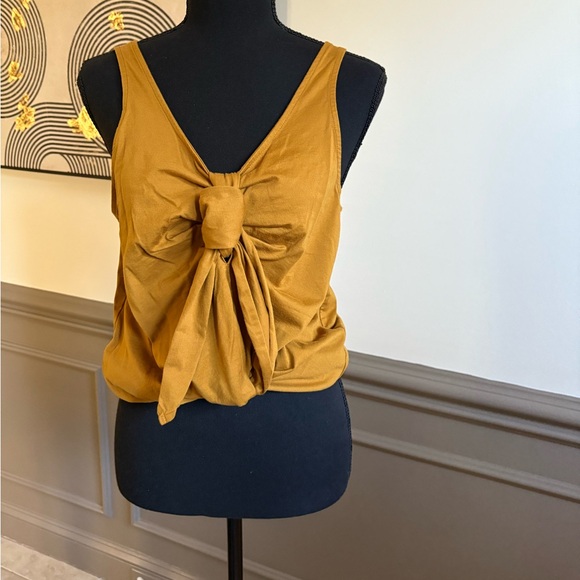 J. Crew Yellow Tie Front Tank Top with Bow Detail - Picture 3 of 5